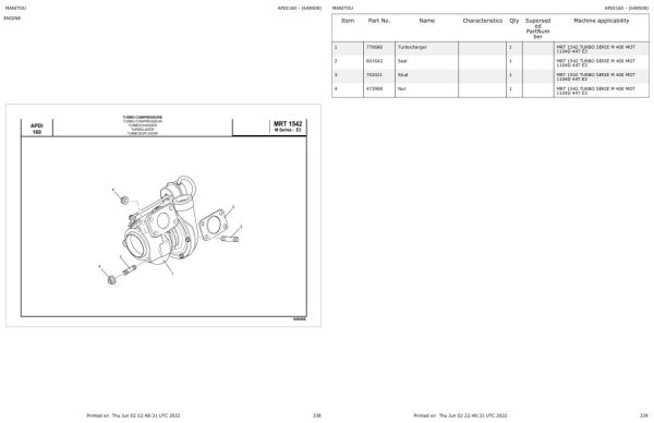 Manitou MRT 1542 TURBO SERIE M 400 MOT 1104D 44T E3 Parts Catalog 648508 1