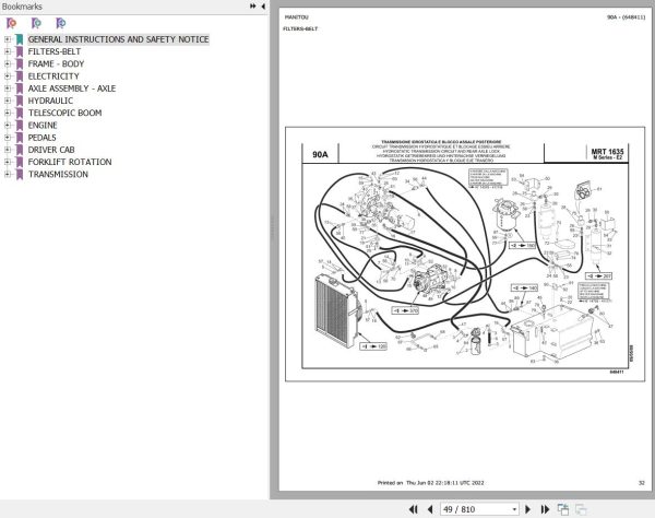 Manitou MRT 1635 TURBO SERIE M 360 MOT 1104C 44T E2 Parts Catalog 648411