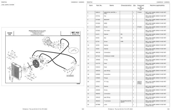 Manitou MRT 1635 TURBO SERIE M 400 MOT 1104D 44T E3 Parts Catalog 648469 1