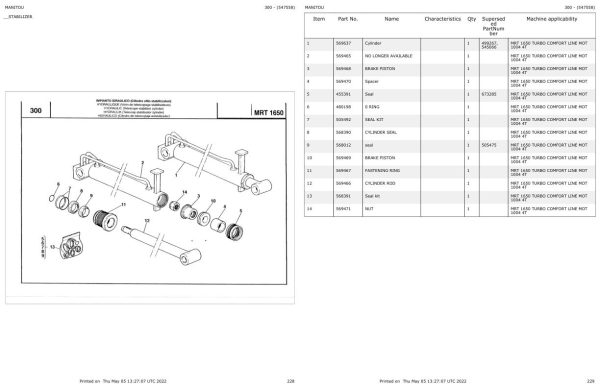 Manitou MRT 1650 TURBO COMFORT LINE MOT 1004 4T Parts Catalog 547558 1
