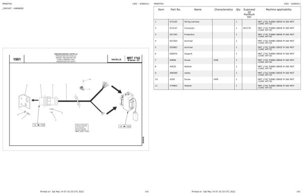 Manitou MRT 1742 TURBO SERIE M 360 MOT 1104C 44T E2 Parts Catalog 648241 1