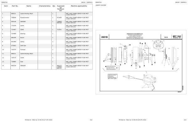 Manitou MRT 1842 TURBO SERIE M 360 MOT 1104C 44TA E2 Parts Catalog 648341 1