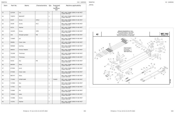 Manitou MRT 1842 TURBO SERIE M 400 MOT 1104C 44TA E2 Parts Catalog 648340 1