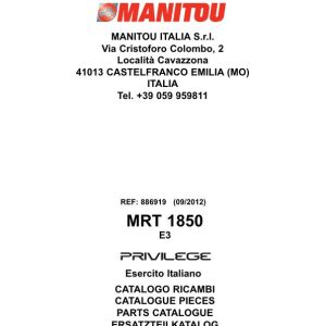 Manitou MRT 1850 PRIVILEGE E3 ESERCITO ITALIANO Parts Catalog 886919