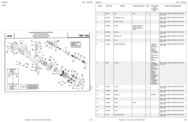 Manitou MRT 1850 TURBO COMFORT LINE MOT 1004 40T Parts Catalog 547559 1