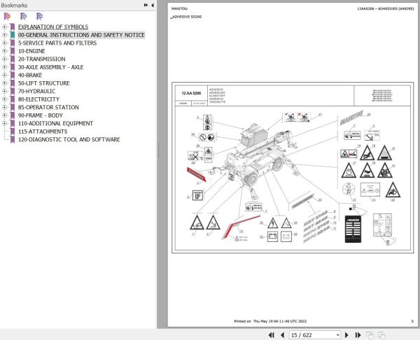 Manitou MRT 2145 to MRT X 2545 400 115D ST3A S1 Parts catalog 649295