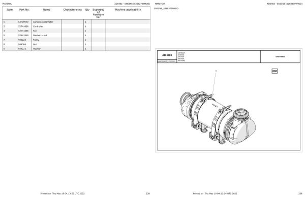 Manitou MRT 2145 to MRT X 2545 400 115D ST3A S1 Parts catalog 649295 1