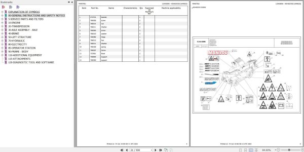 Manitou MRT 2470 to MRT X 3050 PRIVILEGE PLUS ST3A S1 Parts Catalog 649025