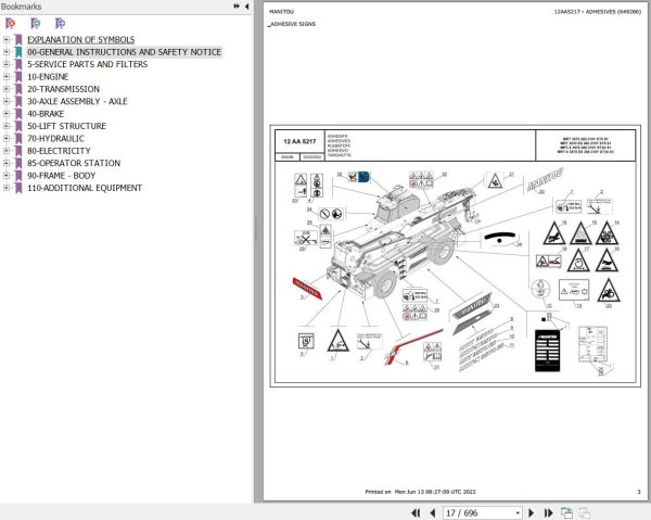 Manitou MRT 3570 3570ES 360 210Y ST5 S1 MRT X 3570 3570ES 360 210Y ST3A S1 Parts Catalog 649286