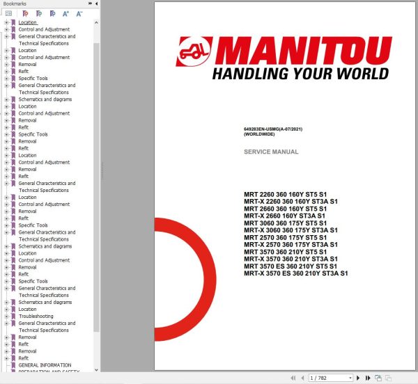 Manitou MRT MRT X 2260 2570 3060 3570 Service Manual 649283EN USMG