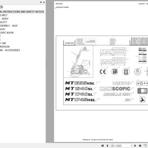 Manitou MT 1335 H SL TURBO MONO ULTRA ORH S2 E2 Parts Catalog 547858