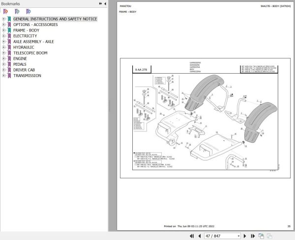 Manitou MT 1435 H SL TURBO MONO ULTRA ORH S2 E2 Parts Catalog 547934