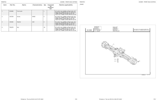 Manitou MT 1435 H SL TURBO MONO ULTRA ORH S2 E2 Parts Catalog 547934 1