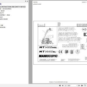 Manitou MT 1435 H SL TURBO ULTRA ORH RC S2 E2 Parts Catalog 547934