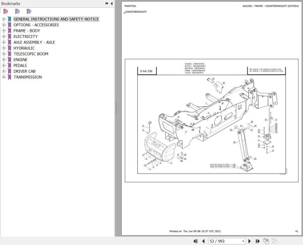 Manitou MT 1440 SL TURBO MONO ULTRA ORH S3 E2 Parts Catalog 547934