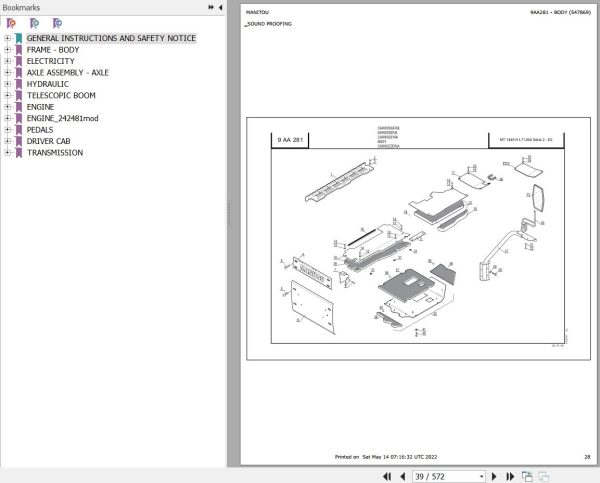 Manitou MT 1745 H SL TURBO MONO ULTRA USA S2 E2 Parts Catalog 547869