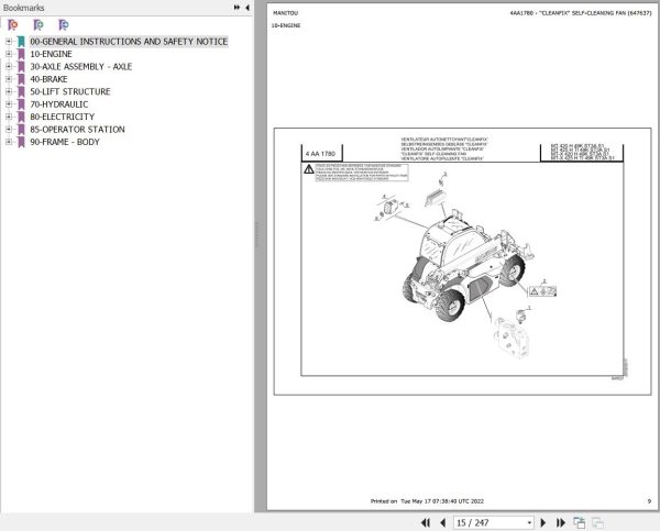 Manitou MT 420 H 49K ST3A S1 to MT X 425 H TI 49K ST3A S1 Parts Catalog 647637
