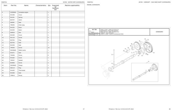 Manitou MT 420 H 57K ST5 S1 to MLT 420 H 60K ST5 S1 Parts Catalog 647739 1