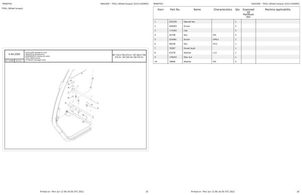 Manitou MT 730 H to MT 930 HA 75K ST5 S1 Parts Catalog 52730403 1