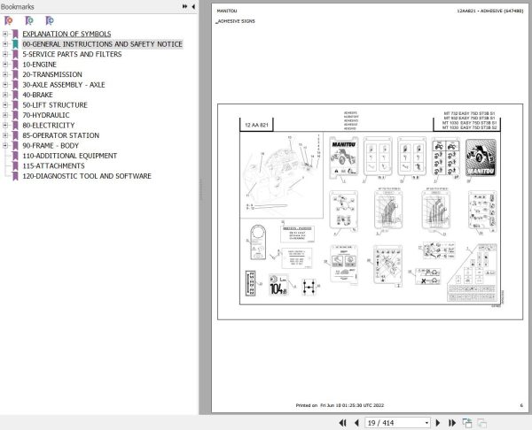 Manitou MT 732 EASY 75D ST3B S1 to MT 1030 EASY 75D ST3B S2 Parts Catalog 647480