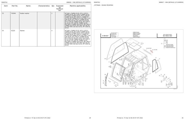 Manitou MT X 1235 ST S3 E3 to MT X 1740 SLT S3 E3 Parts Catalog 271349MOD 1