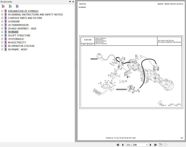 Manitou MT X 625 H to MT X 625 HA 75K ST3A S2 Parts Catalog 647812