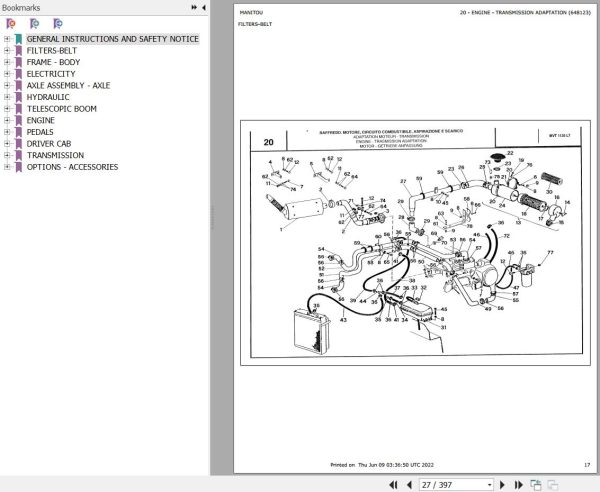 Manitou MVT 1135 L TURBO COMFORT LINE MOT 1004 4T Parts Catalog 648123