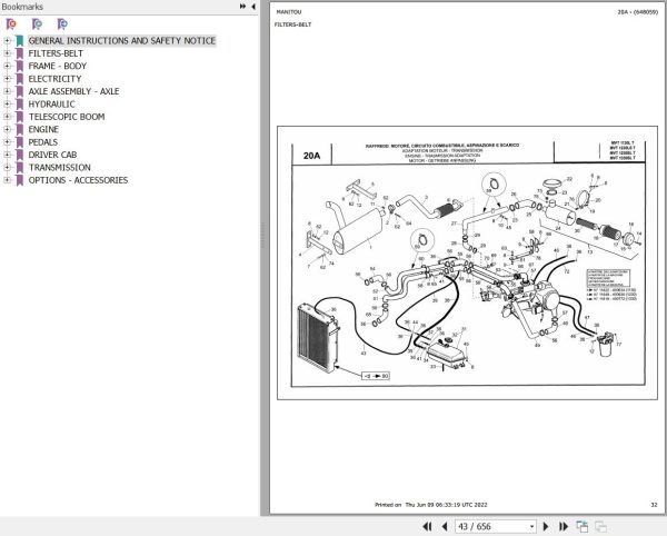 Manitou MVT 1230 LS TURBO COMFORT LINE MOT 1004 40T Parts Catalog 648059