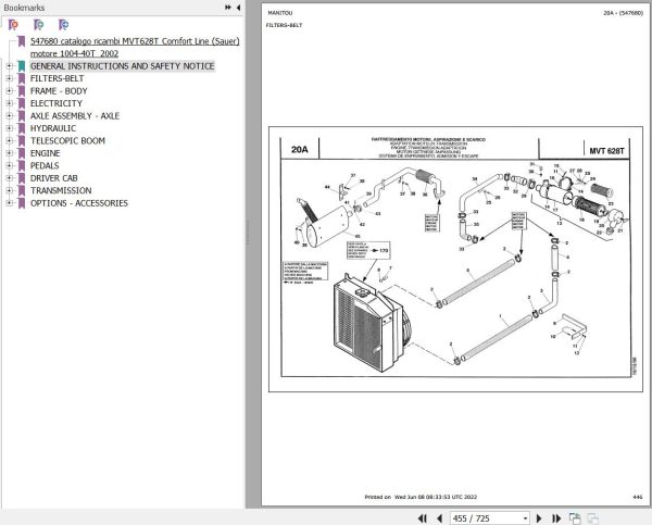 Manitou MVT 628 TURBO SAUER COMFORT LINE MOT 1004 40T Parts Catalog 547680
