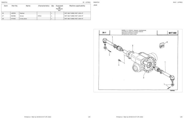 Manitou MVT 660 TURBO MOT 1004 4T Parts Catalog 47992 1