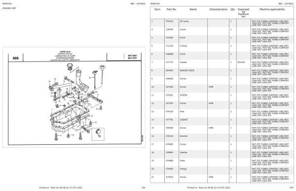 Manitou MVT 665 TURBO COMFORT LINE MOT 1004 40T Parts Catalog 547683 1