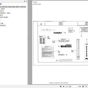 Manitou MVT 665 TURBO COMFORT LINE MOT 1004 40T SITE LIFT Parts Catalog 547682