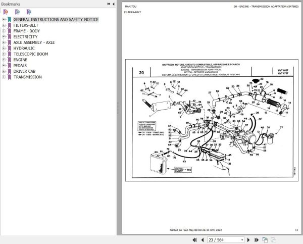 Manitou MVT 675 TURBO COMFORT LINE MOT 1004 40T Parts Catalog 547683