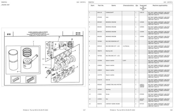 Manitou MVT 675 TURBO COMFORT LINE MOT 1004 4T Parts Catalog 547471 1