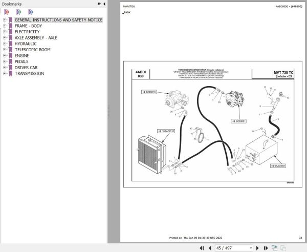 Manitou MVT 730 TURBO COMPACT EVOLUTION S2 E3 Parts Catalog 648600