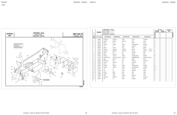 Manitou MVT 929 TURBO COMPACT EVOLUTION S2 E3 Parts Catalog 648602 1