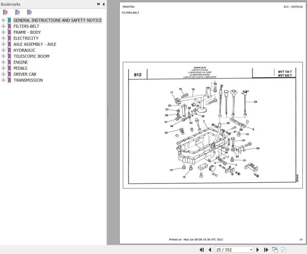 Manitou MVT 935 TURBO COMFORT LINE MOT 1004 4T Parts Catalog 547615