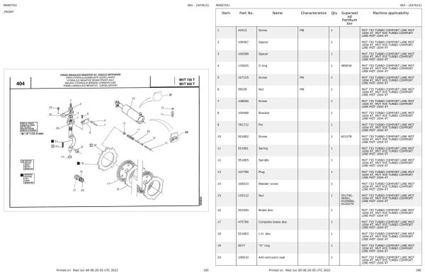 Manitou MVT 935 TURBO COMFORT LINE MOT 1004 4T Parts Catalog 547615 1