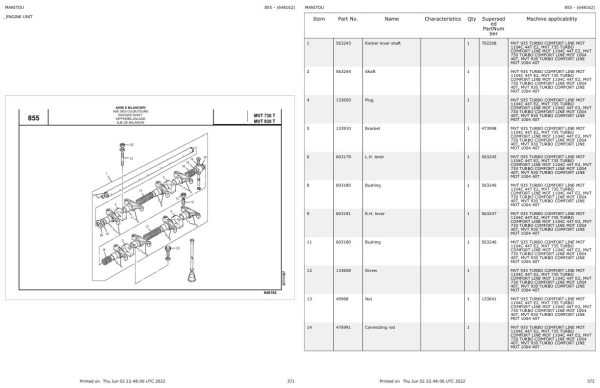 Manitou MVT 935 TURBO COMFORT LINE MOT 1104C 44T E2 Parts Catalog 648162 1