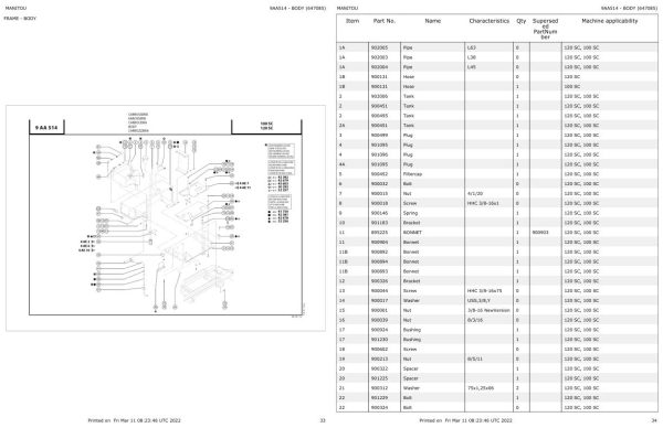 Manitou Platform 100 SC Parts Catalog 647085 1