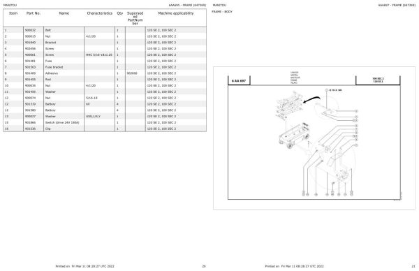 Manitou Platform 100 SEC 2 Parts Catalog 647369 1