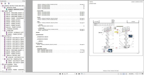 Manitou Platform 100 SEC Parts Catalog 547407