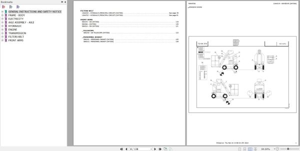 Manitou Platform 105 VJR2 Parts Catalog 547356
