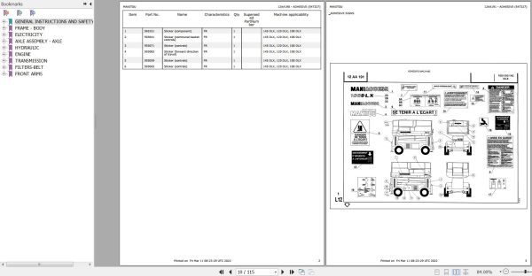Manitou Platform 120 DLX Parts Catalog 547327