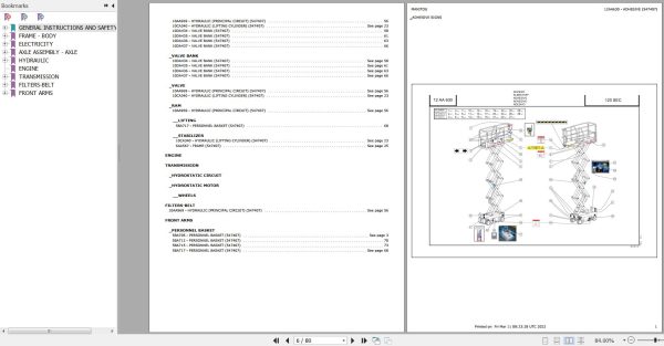 Manitou Platform 120 SE Parts Catalog 547407