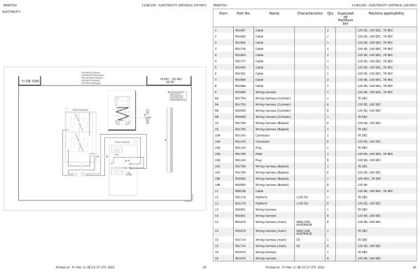Manitou Platform 120 SE Parts Catalog 547407 1