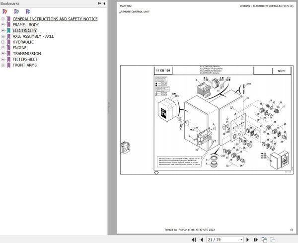 Manitou Platform 120 TH Parts Catalog 547111