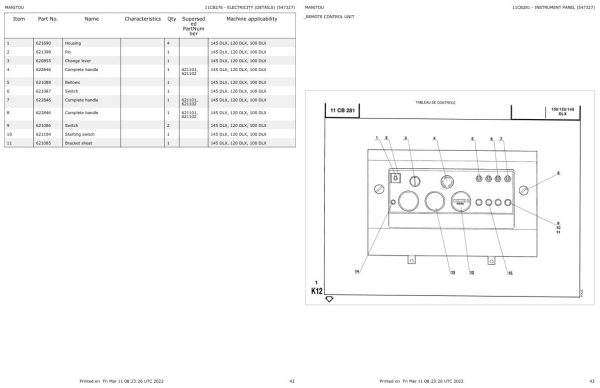 Manitou Platform 145 DLX Parts Catalog 547327 1