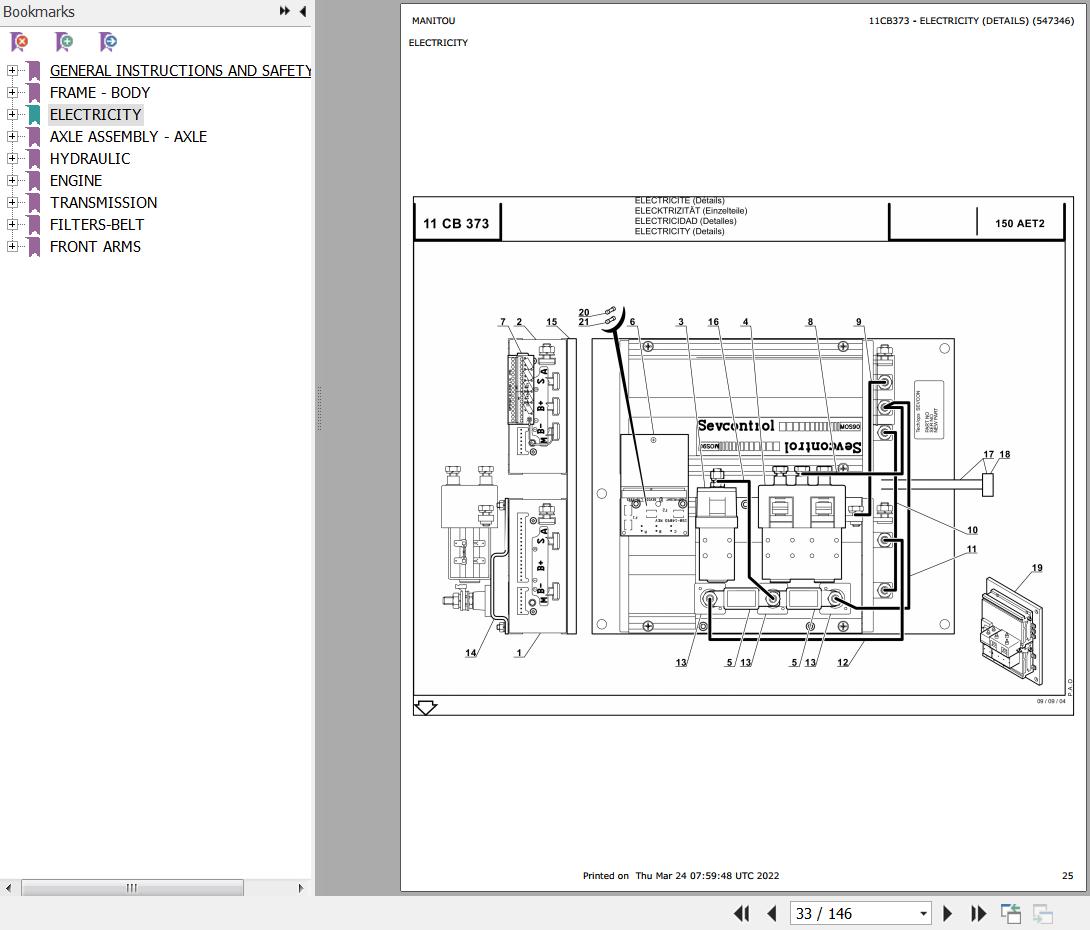 Manitou Platform 150 AET2 Parts Catalog 547346