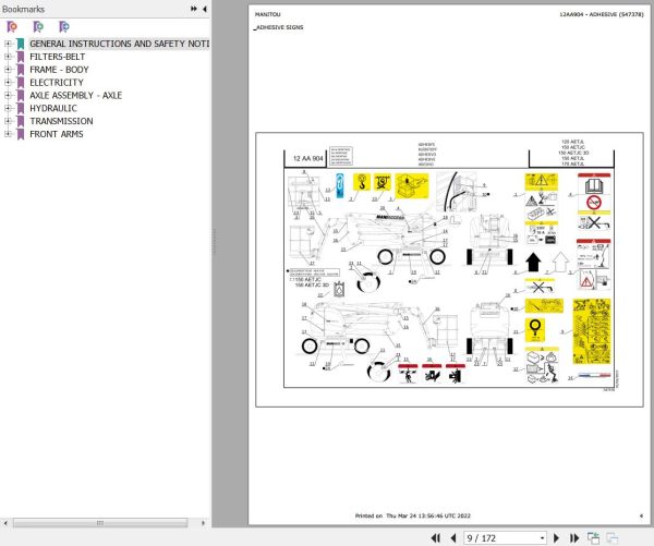 Manitou Platform 150 AETJL Parts Catalog 547378